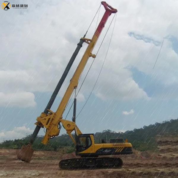 Rotary drilling rig in the rain