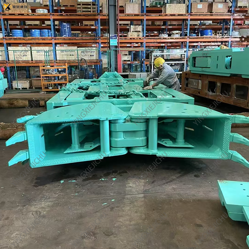 Trough-forming machine grabs